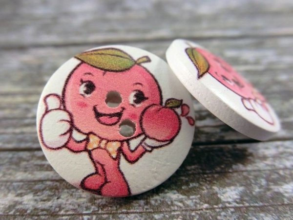 Kirsch Männchen Knopf Ohrstecker Holz Cherry